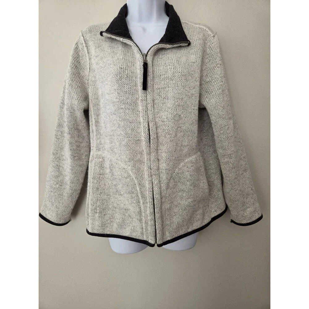 Coldwater Creek Marbled Sweater Fleece Jacket Size M Full Zip Gorpcore Granola
